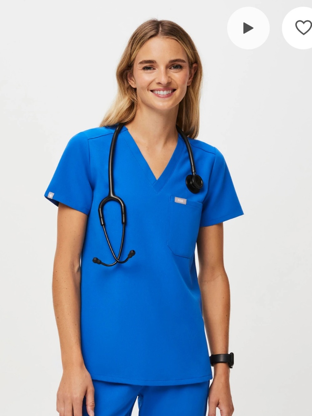 Figs Royal Blue XS Catarina Top